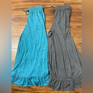 Halara Pants Womens Sz Large High Waisted Drawstring Pocket Ruffle Wide Leg Lot